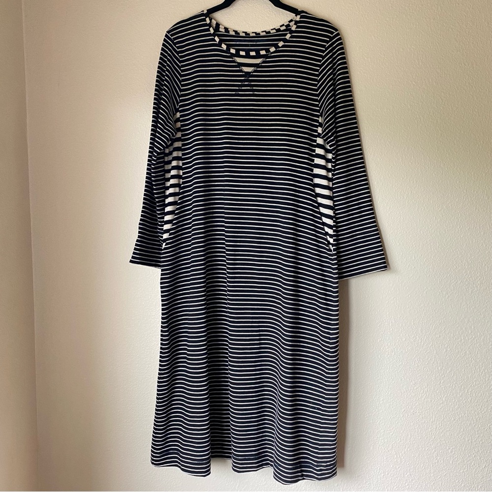 Gudrun Sjoden Midi Striped Dress, Small, 100% Organic Cotton Lagenlook Oversized